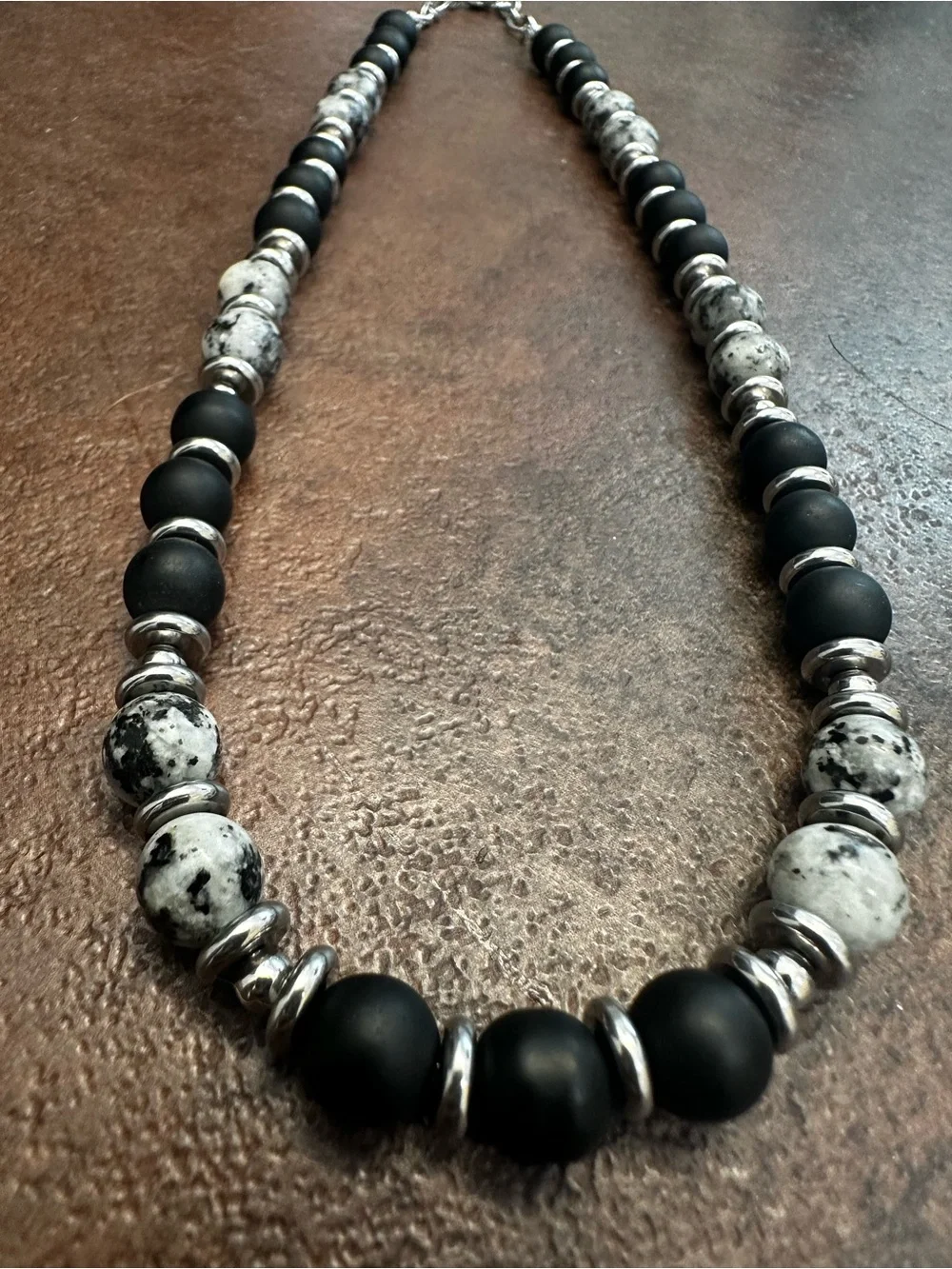 Black & White Beaded Necklace - Elegant Unisex Jewelry